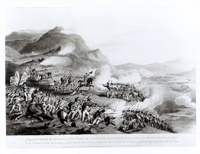 Ein Blick auf die Serra de Busacco bei San Antonio de Cantara, der den Angriff von Marschall Reigniers auf die britischen und portugiesischen Truppen unter Generalleutnant Sir Thomas Picton zeigt, 27. September 1810 von Thomas Staunton St. Clair